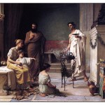 John W. Waterhouse, "A Mother Bringing her Sick Child to the Temple of Asklepios", 1877 (Image in public domain)