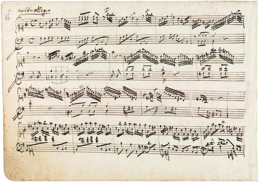 Mozart Early Composition, ca 1764, Molto Allegro from Concerto in G (Image courtesy of Philharmonia Baroque, 2010)