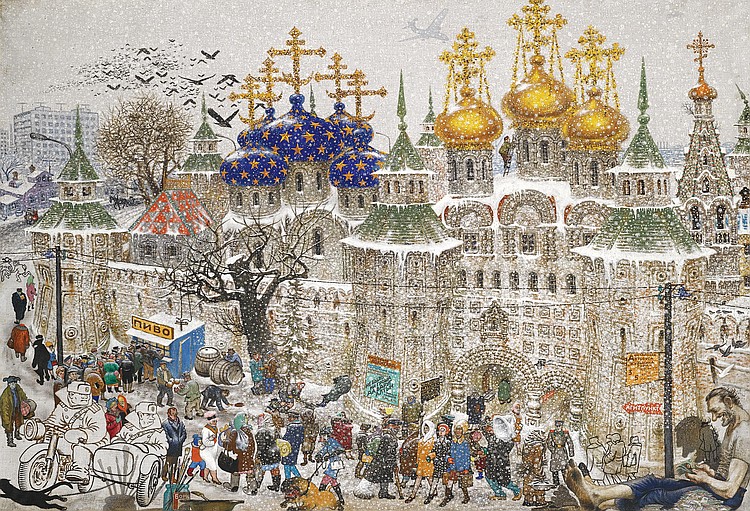 Vasily Sitnikov, Russian Monastery, 1971, 88 x 128 cm (Sotheby's)