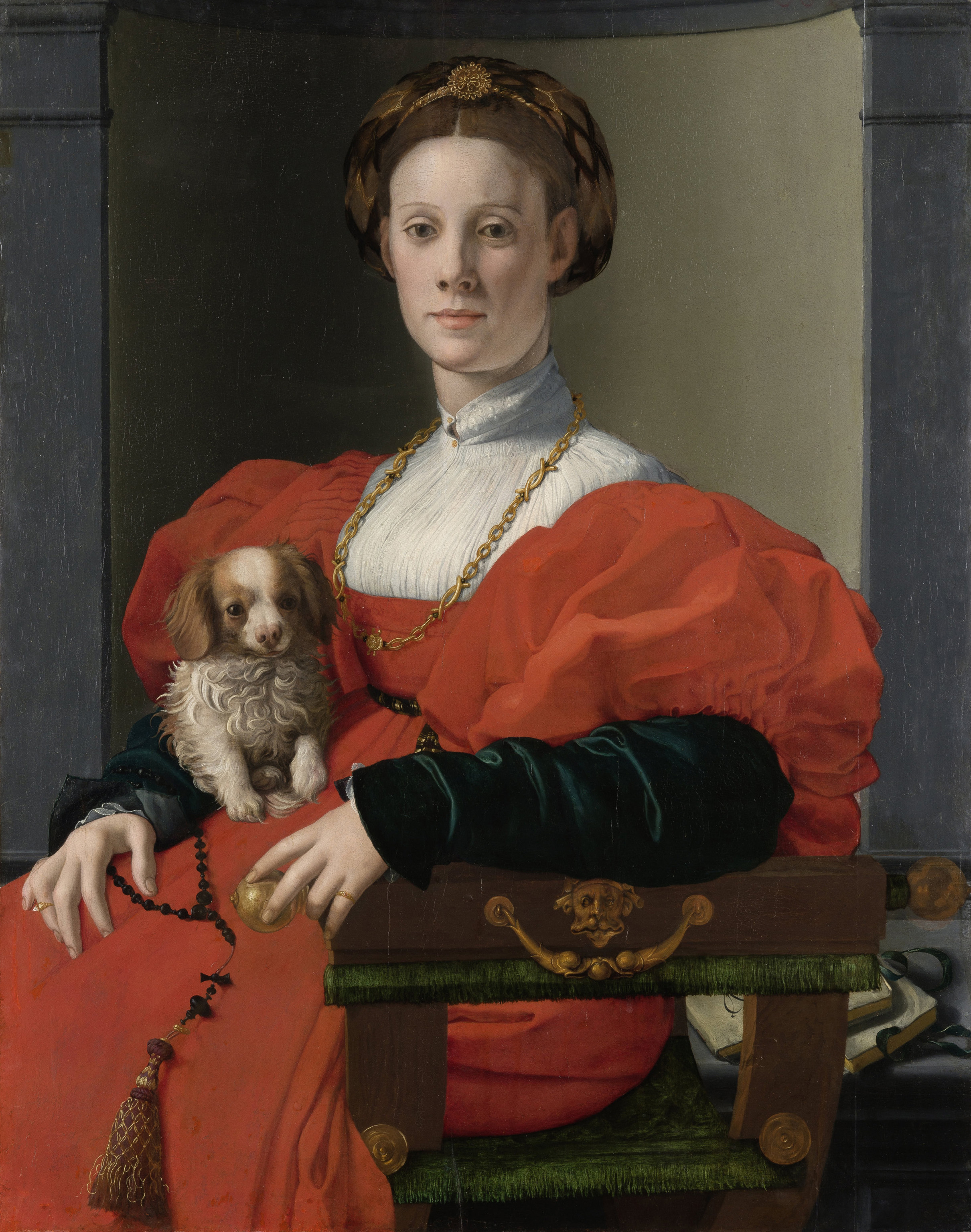 Bildnis einer Dame mit Schoßhündchen. 1537-40